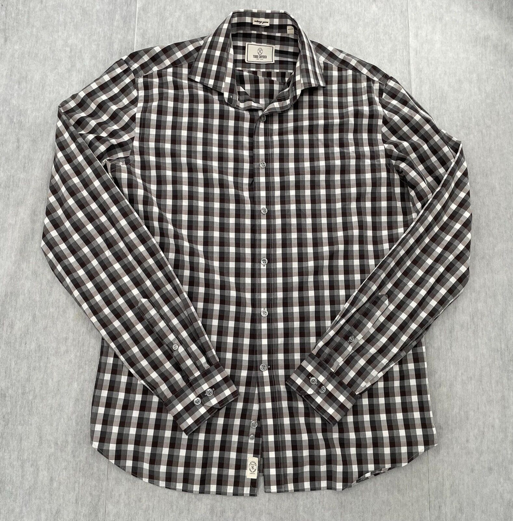 Todd Snyder Shirt Adult 16 Black White Check Long Sleeve Button Up Mens 16 36/37